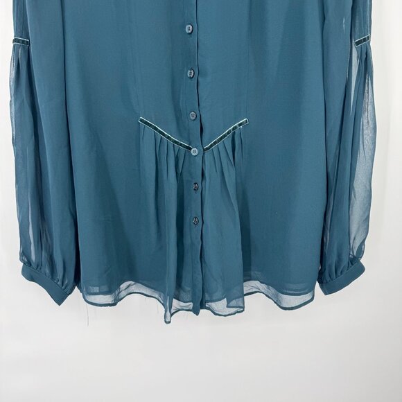 Coldwater Creek Womens Sheer Long Sleeve Peasant Blouse size large petite - Picture 5 of 12